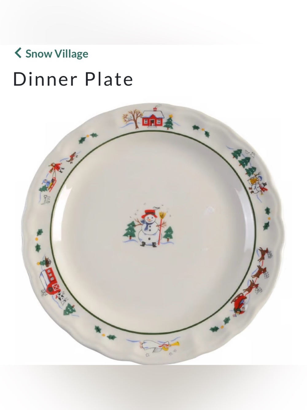 Good used condition dinner plate Pfaltzgraff Snow village